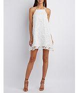 Charlotte Russe Sans Souci Floral Crochet Shift Dress