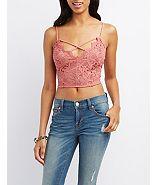 Charlotte Russe Lace-front Strappy Crop Top