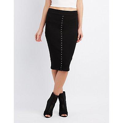 Charlotte Russe Ribbed Snap-front Pencil Skirt