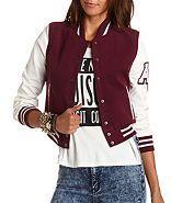 Charlotte Russe Button-down Varsity Jacket