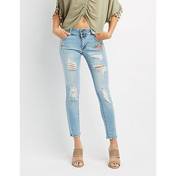 Charlotte Russe Cello Patch Destroyed Skinny Jeans