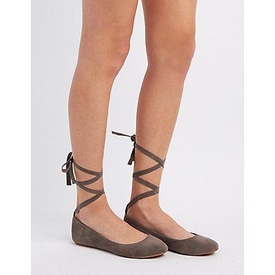 Charlotte Russe Bamboo Lace-up Ballet Flats