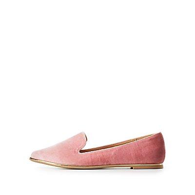 Charlotte Russe Velvet Gold-trim Loafers
