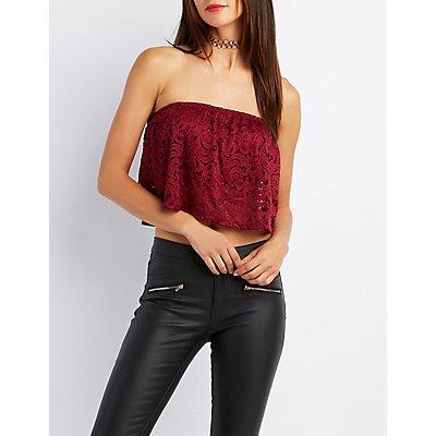 Charlotte Russe Strapless Lace Crop Top