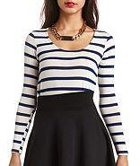 Charlotte Russe Long Sleeve Striped Shirt