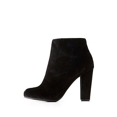 Charlotte Russe Bamboo Velvet Block Heel