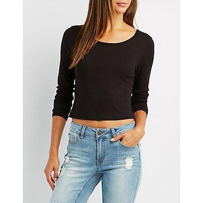 Charlotte Russe Ribbed Fitted Crop Top