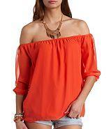 Charlotte Russe Chiffon Off-the-shoulder Top