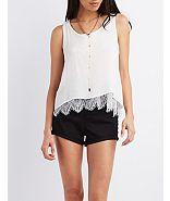 Charlotte Russe Layered Lace Tank Top