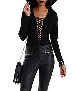 Charlotte Russe Long Sleeve Lace-up Top