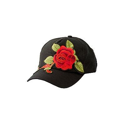Charlotte Russe Rose Embroidered Baseball Hat