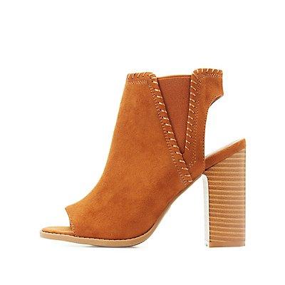 Charlotte Russe Whipstitch Peep Toe Booties