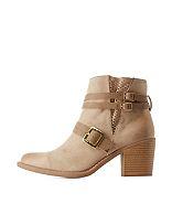 Charlotte Russe Qupid Chunky Heel Perforated Booties With Buckles