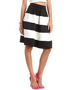 Charlotte Russe Color Block Striped High-waisted Midi Skirt