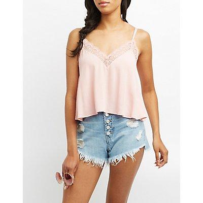 Charlotte Russe Strappy Lace-trim Tank Top