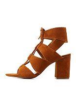 Charlotte Russe Report Lace-up Chunky Heel Sandals