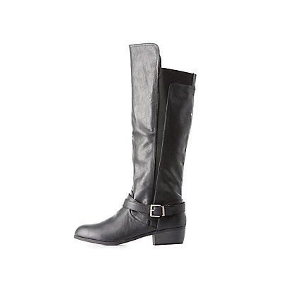 Charlotte Russe Qupid Buckled & Gored Tall Boots