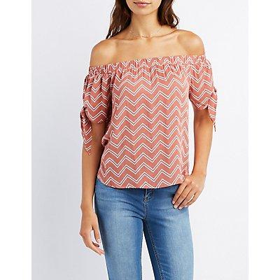 Charlotte Russe Chevron Off-the-shoulder Top