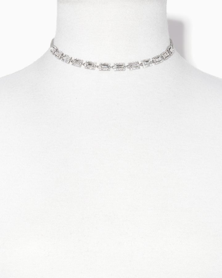 Charming Charlie Rhinestone & Baguette Collar Necklace