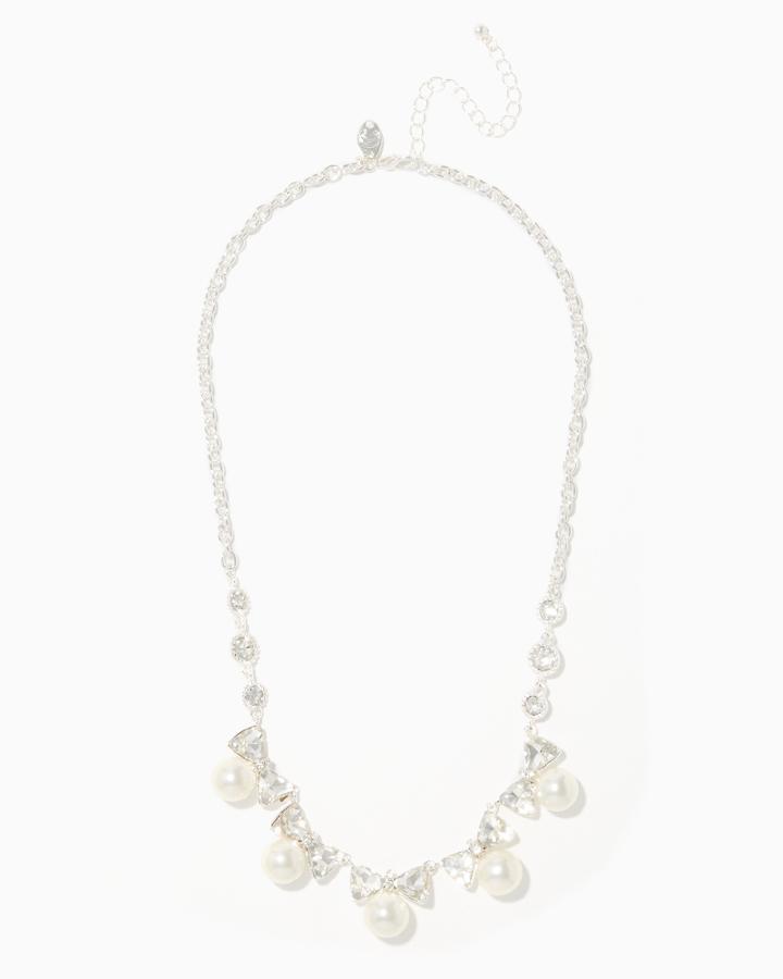Charming Charlie Bows & Pearls Necklace