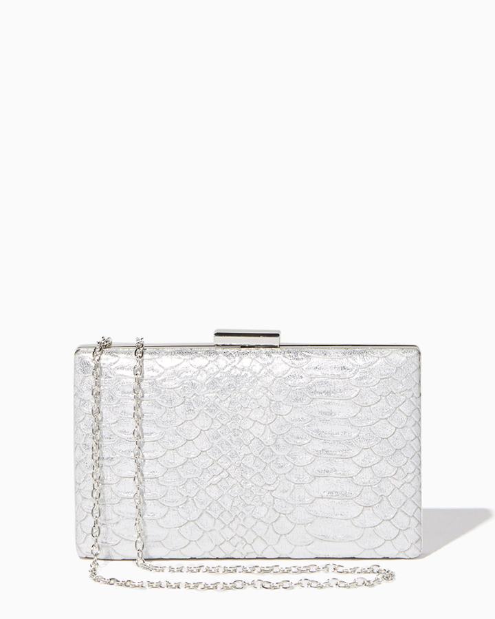 Charming Charlie Dazzle Faux Croc Clutch