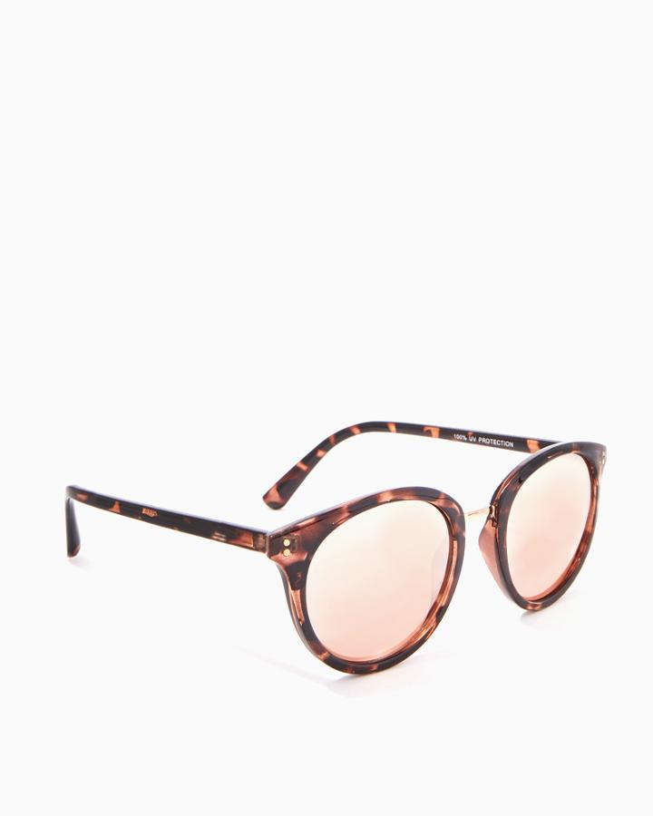 Charming Charlie Tortoiseshell Mirrored Round Sunglasses