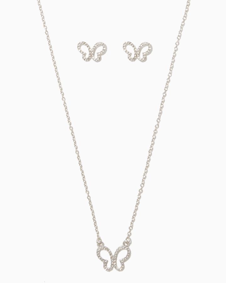 Charming Charlie Pav Butterfly Necklace Set