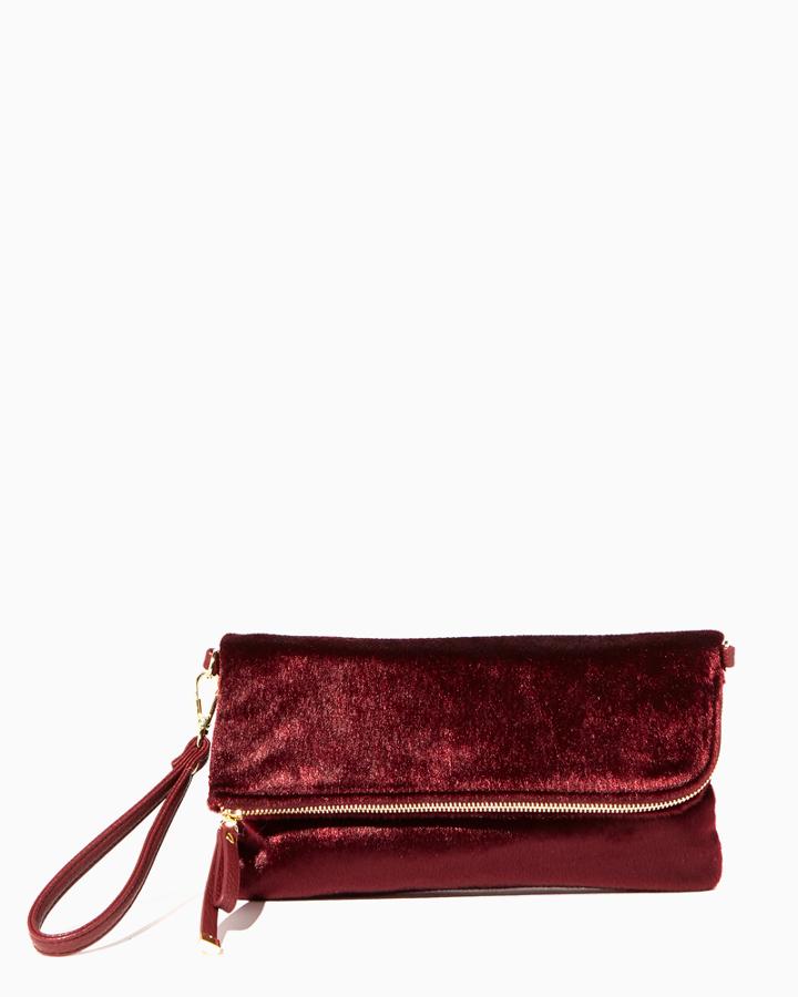 Charming Charlie Faux Calf Hair Foldover Clutch