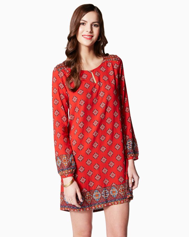 Charming Charlie Jorja Border Print Shift Dress