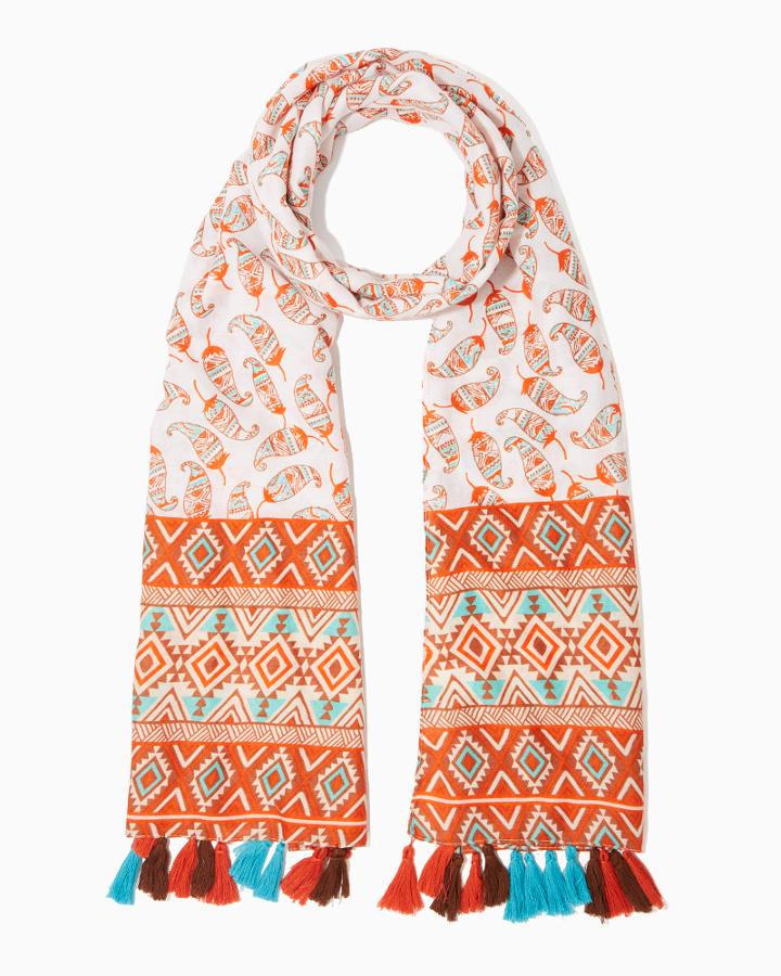 Charming Charlie Chili Pepper Tassel Scarf