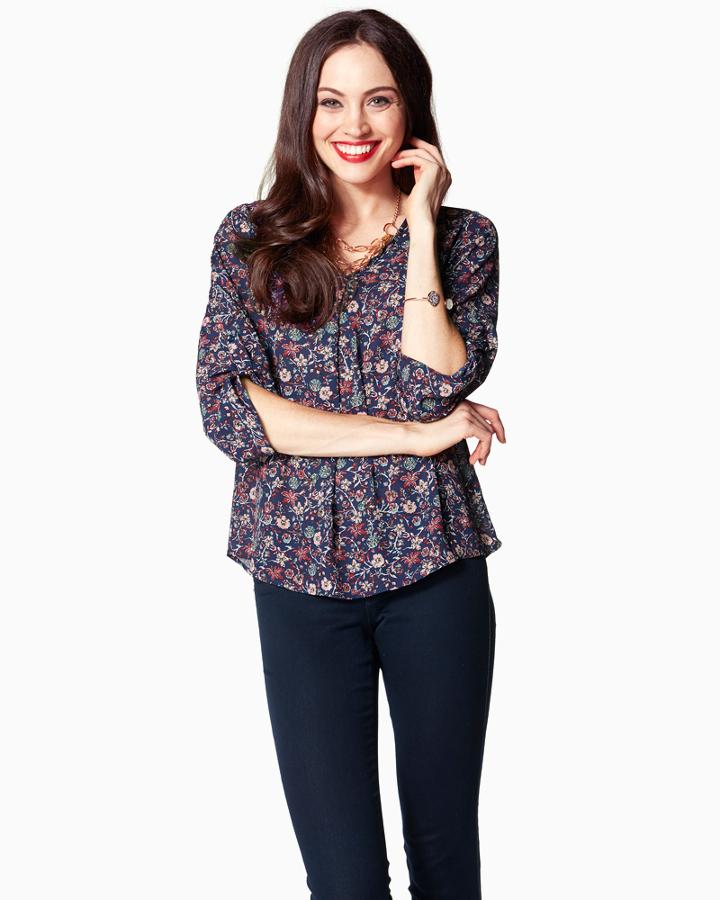 Charming Charlie Vibrant Prints V-neck Blouse