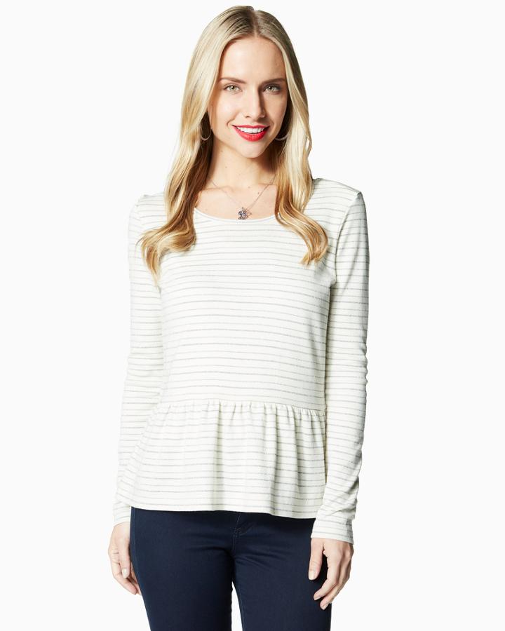 Charming Charlie Lurex Stripe Peplum Top