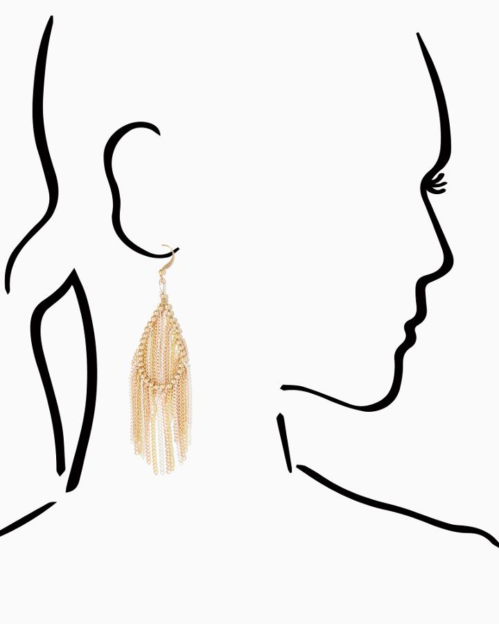Charming Charlie Tambourine Fringe Teardrop Earrings