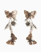 Charming Charlie Antiqued Butterfly Drop Earrings