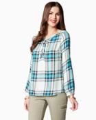 Charming Charlie Plaid Lace Up Top