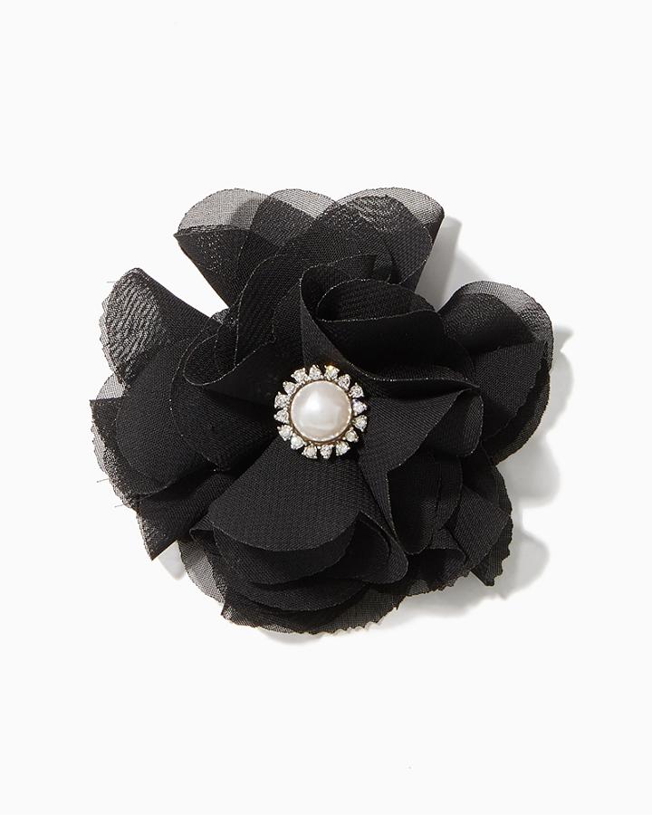 Charming Charlie Rosette Pearl Chiffon Brooch