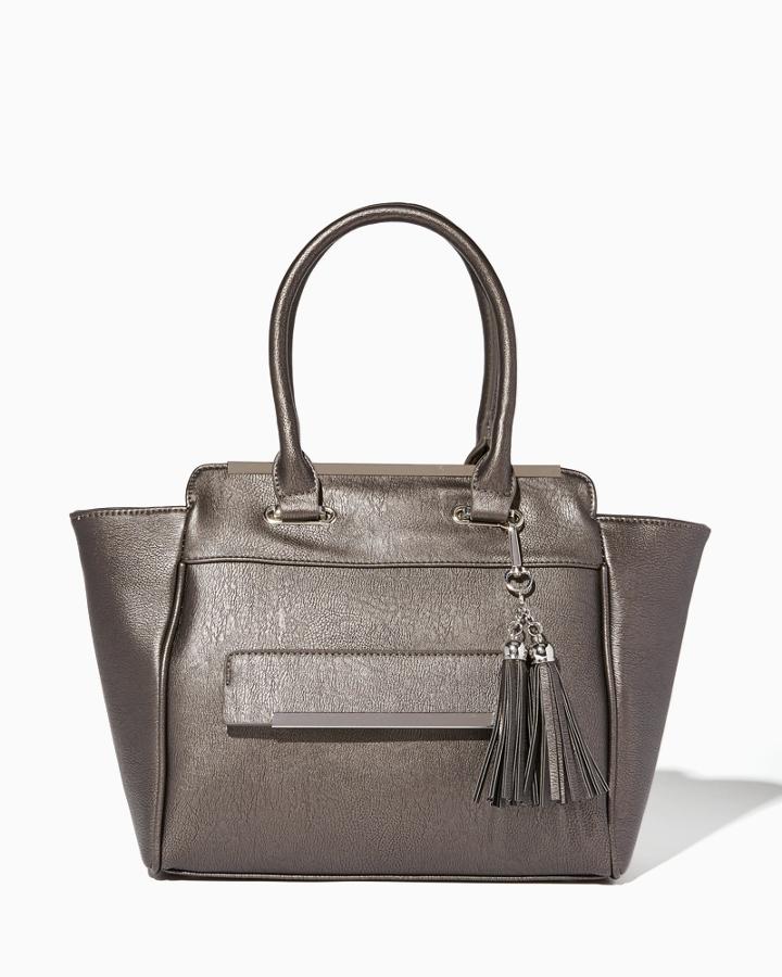 Charming Charlie Metallic Chic Tassel Tote