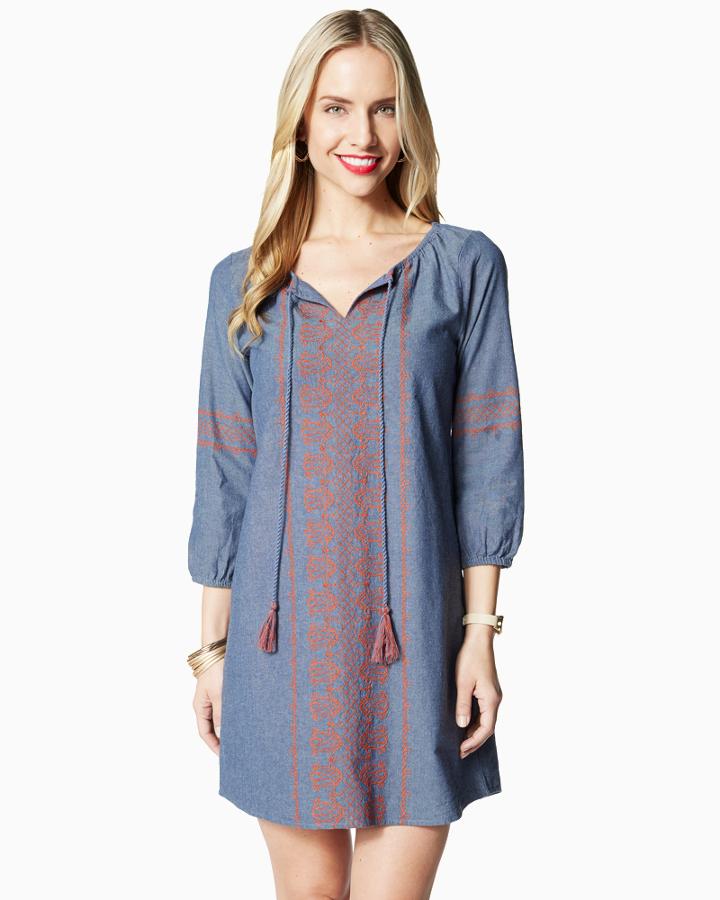 Charming Charlie Embroidered Denim Dress