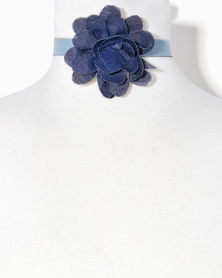 Charming Charlie Chambray Flower Choker