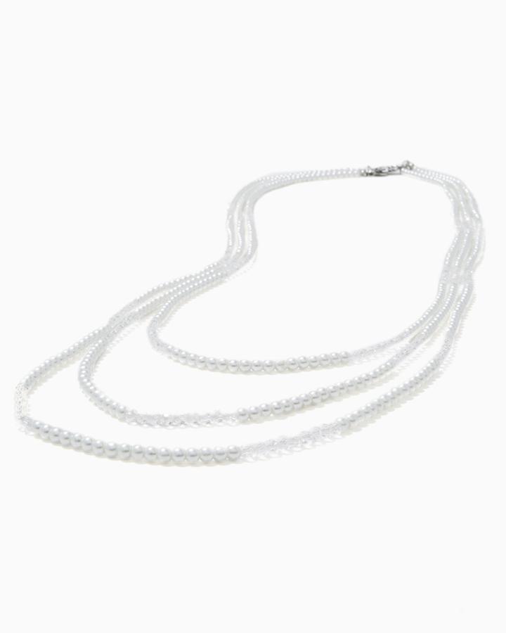Charming Charlie Layered Pearly Bead Necklace