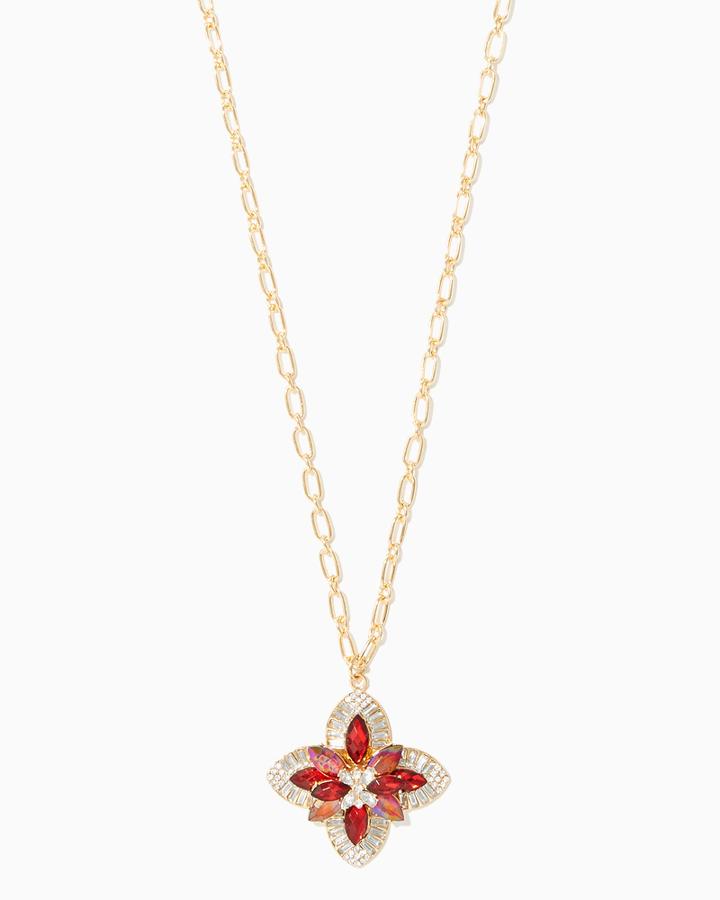 Charming Charlie Petal Rhinestone Pendant Necklace