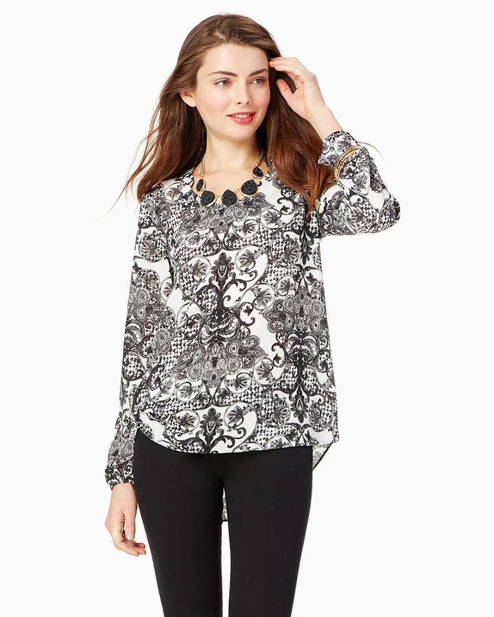 Charming Charlie Ellana Printed Peasant Top