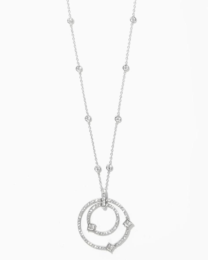 Charming Charlie Swarovski Pav Circle Pendant Necklace