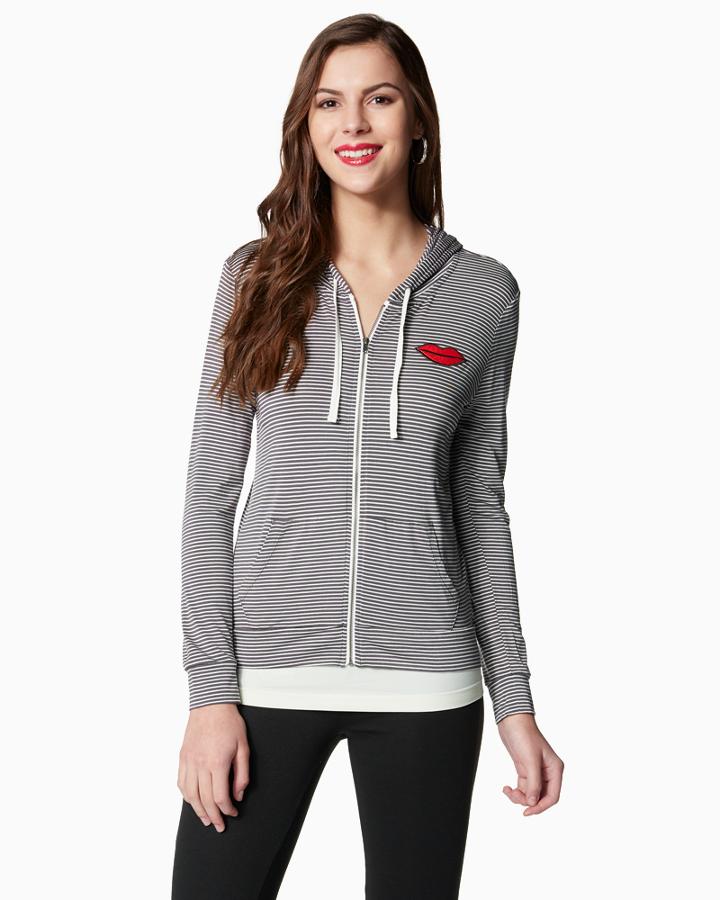 Charming Charlie Striped Kiss Hoodie