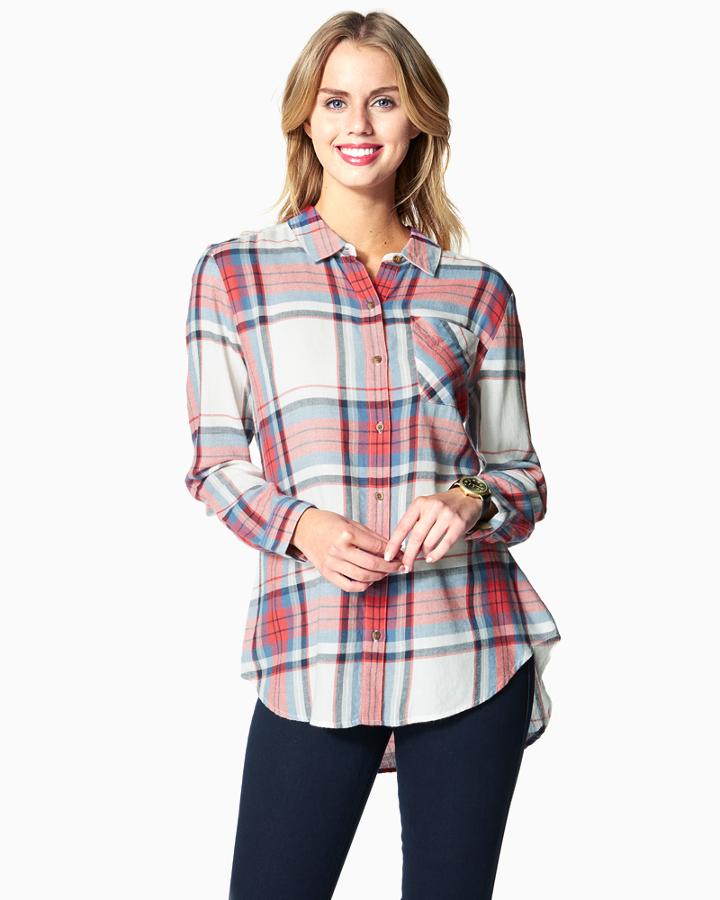 Charming Charlie Plaid Long Sleeve Tunic