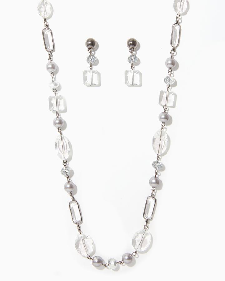 Charming Charlie Iced Crystal Necklace Set