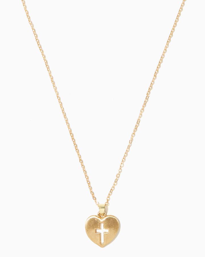 Charming Charlie Cross In Heart Pendant Necklace