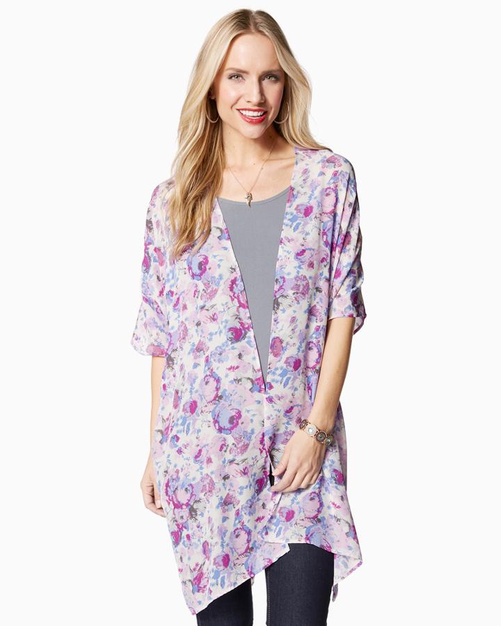 Charming Charlie Open Front Oversized Floral Kimono