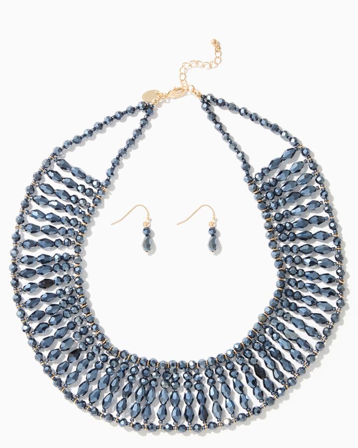 Charming Charlie Cleo Beaded Collar Necklace Set