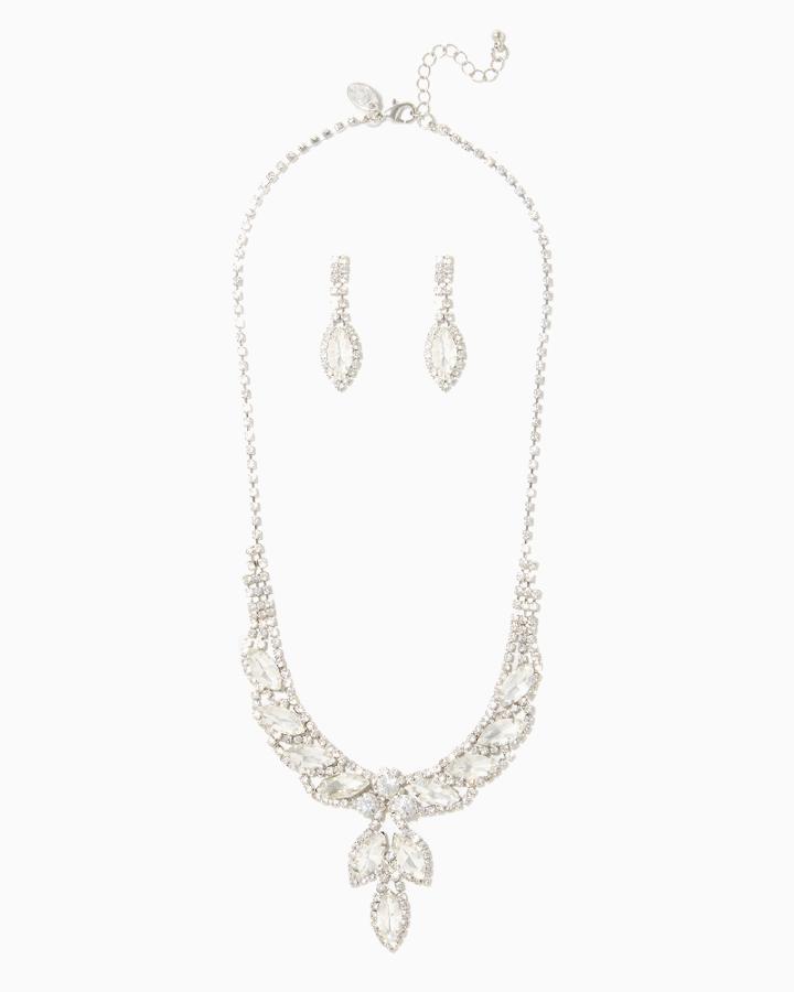 Charming Charlie Marquise Leaves Necklace Set